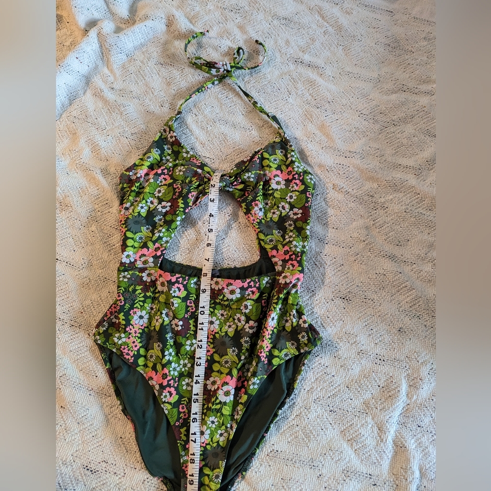 Aerie One Piece Green Floral Bathing Suit